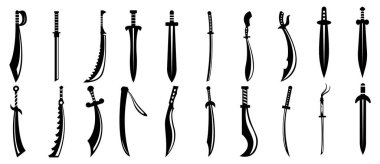 Kılıç siluetleri. Vektör Kadim kılıç işaretleri