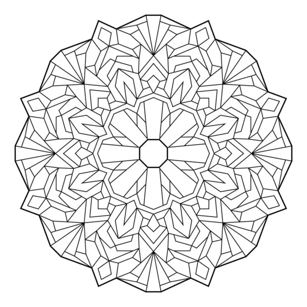 Birçok doğrusal geometrik desenli özetlenmiş mandala, yetişkinler için zen renk sayfası