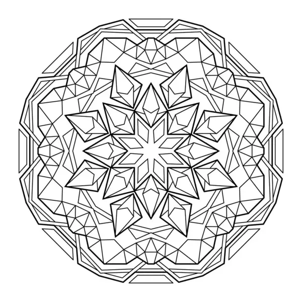 Mandala Delineado Con Muchos Patrones Geométricos Lineales Página Para Colorear — Archivo Imágenes Vectoriales
