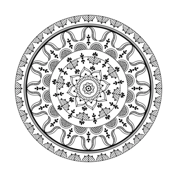 Skandinavisches Florales Mandala Design Skizzierter Vektor Isoliert Auf Weißem Hintergrund — Stockvektor