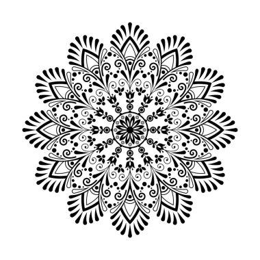 İskandinav çiçekli mandala tasarımı beyaz arka planda izole edilmiş vektör.