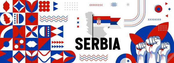 Srbsko Národní Nebo Den Nezávislosti Prapor Pro Oslavu Země Vlajka — Stockový vektor