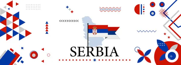 Srbsko Národní Nebo Den Nezávislosti Banner Design Pro Oslavu Země — Stockový vektor