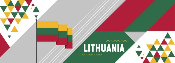 Litevské Národní Nebo Den Nezávislosti Banner Design Pro Oslavu Země — Stockový vektor
