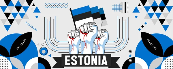 Estonsko Národní Nebo Den Nezávislosti Prapor Pro Oslavu Země Vlajka — Stockový vektor