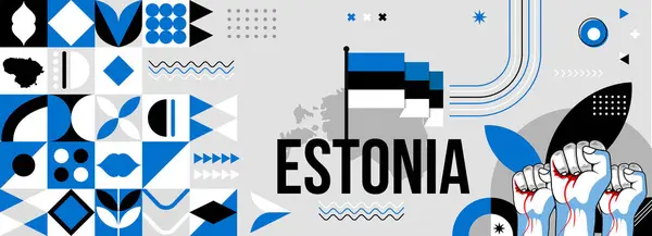 Estonsko Národní Nebo Den Nezávislosti Prapor Pro Oslavu Země Vlajka — Stockový vektor