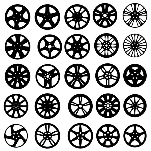 Набор автомобильных дисков икон. Векторные иллюстрации Изолировать на белом фоне