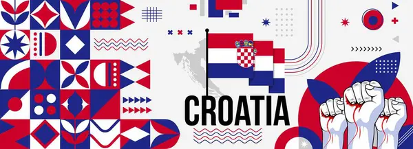 Chorvatsko Národní Nebo Den Nezávislosti Prapor Pro Oslavu Země Vlajka — Stockový vektor