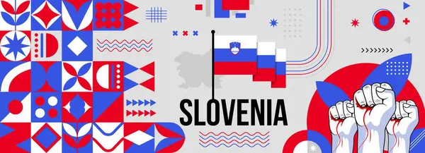 Slovinský Národní Prapor Nebo Prapor Dne Nezávislosti Pro Oslavu Země — Stockový vektor