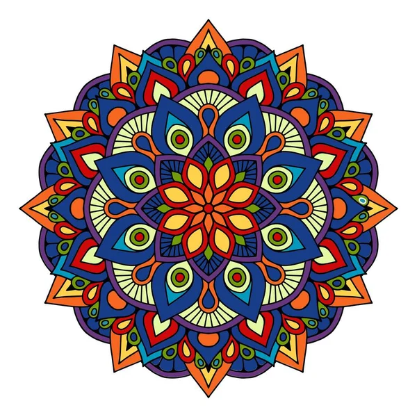 Beyaz arkaplanda izole edilmiş renkli mandala vektör çizimi 