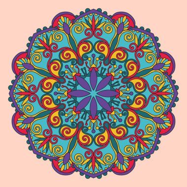  Çiçek renkli mandala, çiçek vektör illüstrasyonu