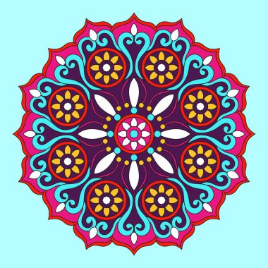 Çiçek renkli mandala, çiçek vektör illüstrasyonu