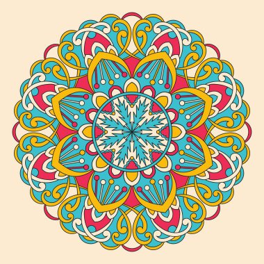  Çiçek renkli mandala, çiçek vektör illüstrasyonu