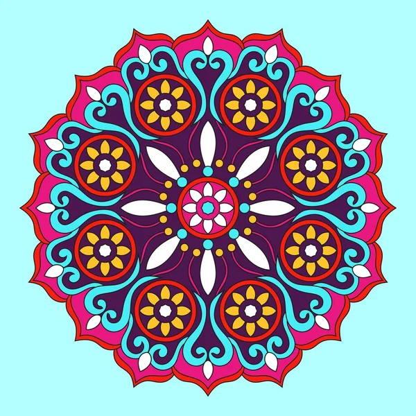  Çiçek renkli mandala, çiçek vektör illüstrasyonu