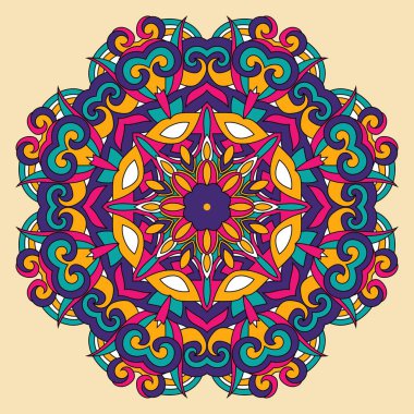 Renkli Çiçek Mandala Vektör Çizim Tasarımı