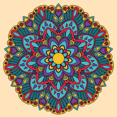 Daire dantel mandala, yuvarlak geometrik altlık deseni, vektör illüstrasyonu