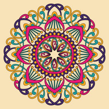 Çiçek mandala tasarımı, vektör illüstrasyonu