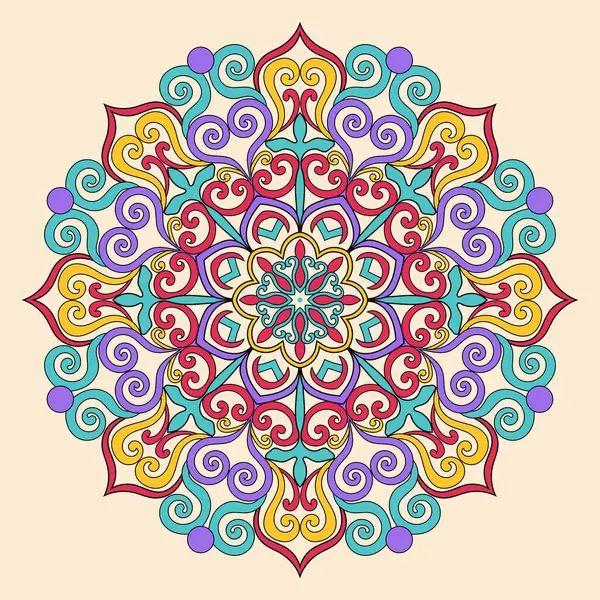 Renkli çiçekli mandala arka plan Vektör el çizimi karalama sanatı dekoratif çiçek boyama kitabı sayfa Pro Vector