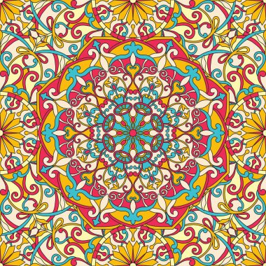 Mandala vektör illüstrasyonlu kusursuz desen