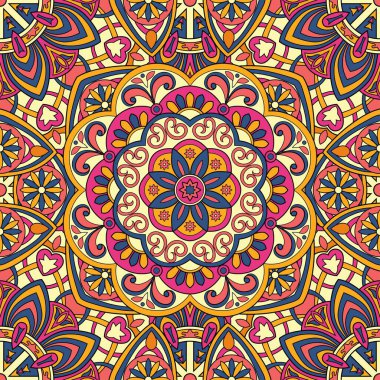 Mandala vektör illüstrasyonlu kusursuz çiçek deseni