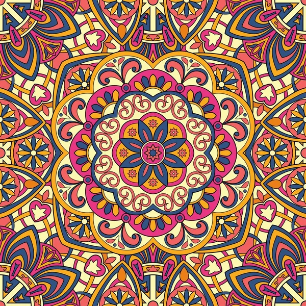 Mandala vektör illüstrasyonlu kusursuz çiçek deseni