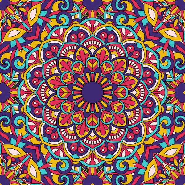 Mandala vektör illüstrasyonlu kusursuz çiçek deseni