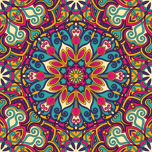 Mandala vektör illüstrasyonlu kusursuz çiçek deseni