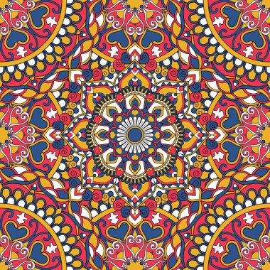 Mandala vektör illüstrasyonlu kusursuz çiçek deseni