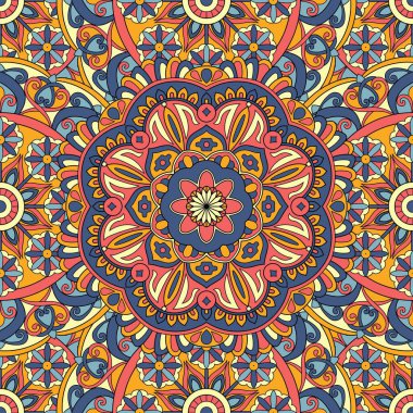 Mandala vektör illüstrasyonlu kusursuz çiçek deseni