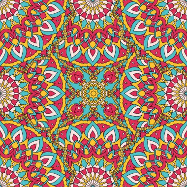 Mandala vektör illüstrasyonlu kusursuz çiçek deseni