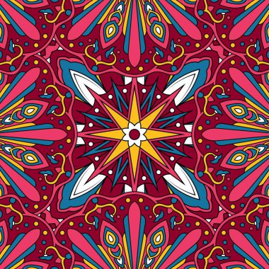 Mandala vektör illüstrasyonlu kusursuz çiçek deseni