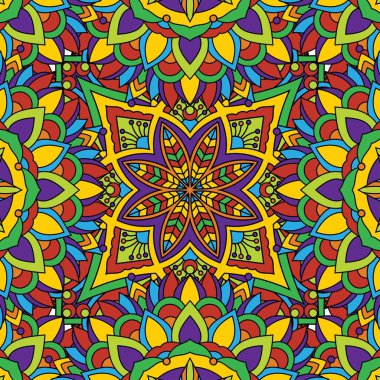 Mandala vektör illüstrasyonlu kusursuz çiçek deseni