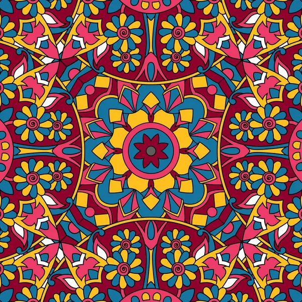 Mandala vektör illüstrasyonlu kusursuz çiçek deseni