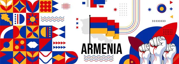 Arménský Národní Prapor Nebo Prapor Dne Nezávislosti Pro Oslavu Země — Stockový vektor
