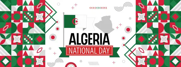 stock vector ALGERIA national day banner Abstract celebration geometric decoration design graphic art web background, flag vector illustration