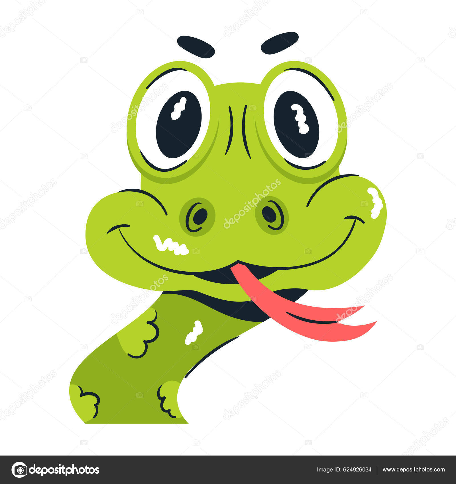 Ilustração dos desenhos animados de cobra verde bonito