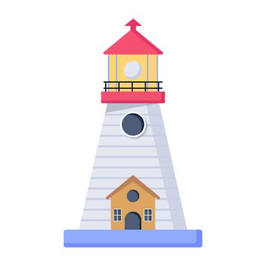 Deniz feneri. Web simgesi vektör illüstrasyonu