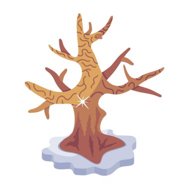 Çizgi film ağacının vektör çizimi.