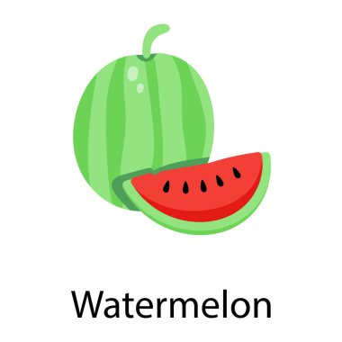 Karpuz vektör simgesi. Düz çizim. 10 saniye.