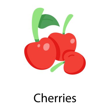 kirazlar düz simge tasarımı, vektör illüstrasyonu