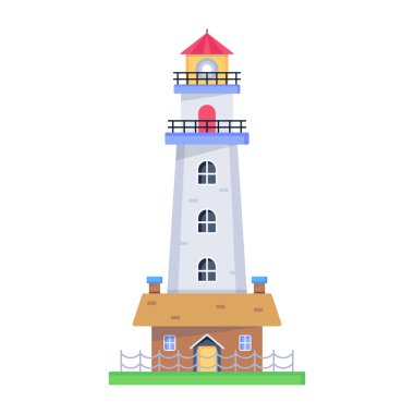 deniz feneri ikonu vektör illüstrasyonu