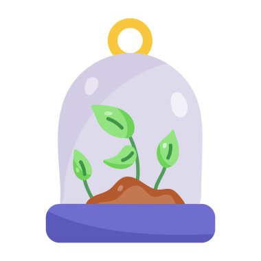 Cam şişenin altına bitki koy. Web simgesi basit illüstrasyon 