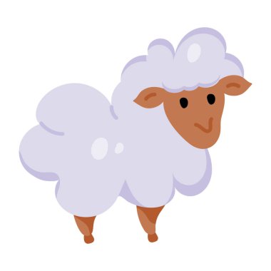 Kulaklı şirin beyaz koyun, vektör çizimi