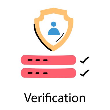 Beyaz arkaplanda doğrulama simgesi, vektör illüstrasyonu 