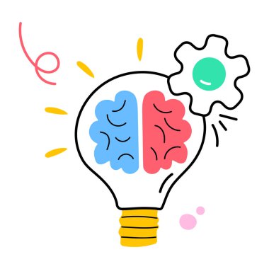 Ampul vektör illüstrasyon tasarımlı beyin