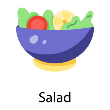 Bir kase salata vektör ikonu. modern biçim illüstrasyonu
