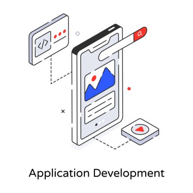 akıllı telefon simgesi, vektör illüstrasyonu ile uygulama geliştirme
