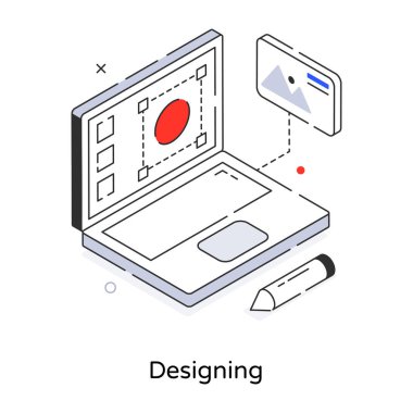 Simge vektör çizimi tasarlayan dizüstü bilgisayar