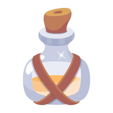 Bir şişe su ikonu. Web için izometrik parfüm kavanozu vektör çizimi