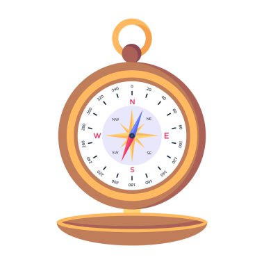 Beyaz arkaplandaki pusula simgesinin çizimi